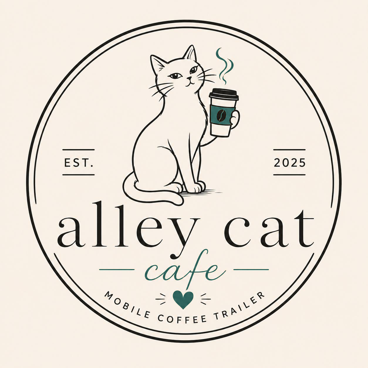 Alley Cat Café — cat holding a coffee cup